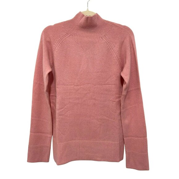 $328 Magaschoni 100% Cashmere Pink Mock Neck Sweater Size Medium NWT - Picture 2 of 8